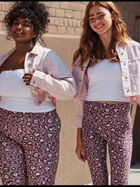 Walkpop‎ Mauve Leopard Print Leggings Size 2X